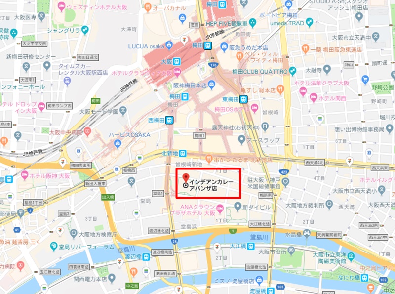 インデアンカレーアバンザ店地図
